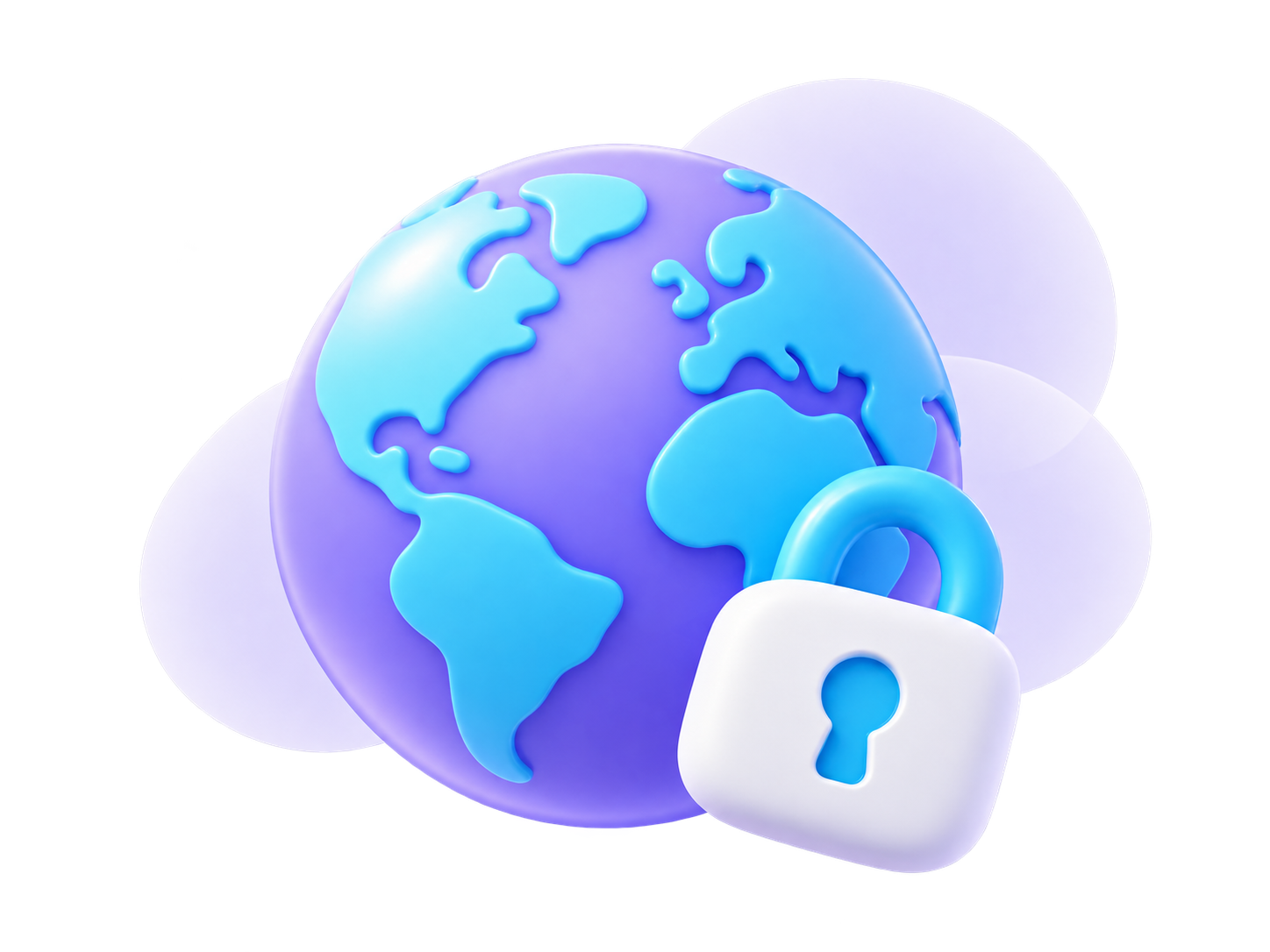 A purple globe and a lock representing connection privacy